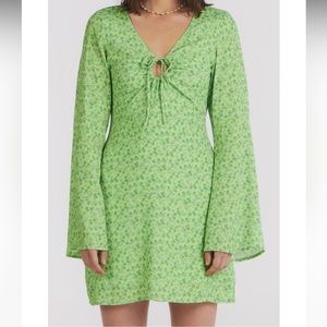 Charlie Holiday Women's Green Nixon Floral Long Sleeve Minidress. Worn once.